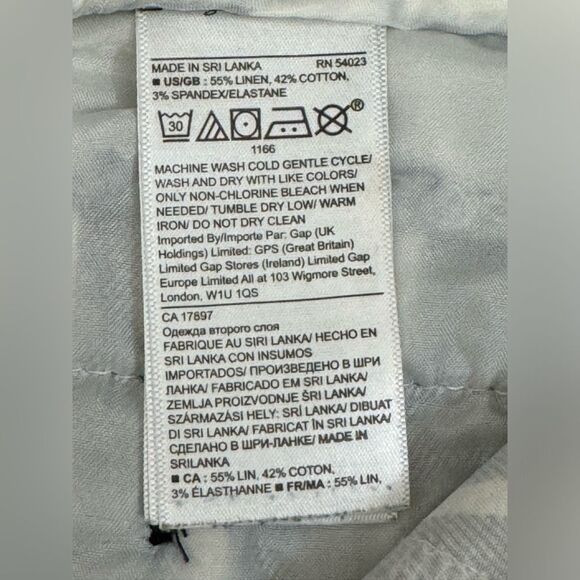 Banana Republic Grey Striped Linen Mid Rise Avery Ankle Length Pants Sz 0 EUC - Picture 3 of 8